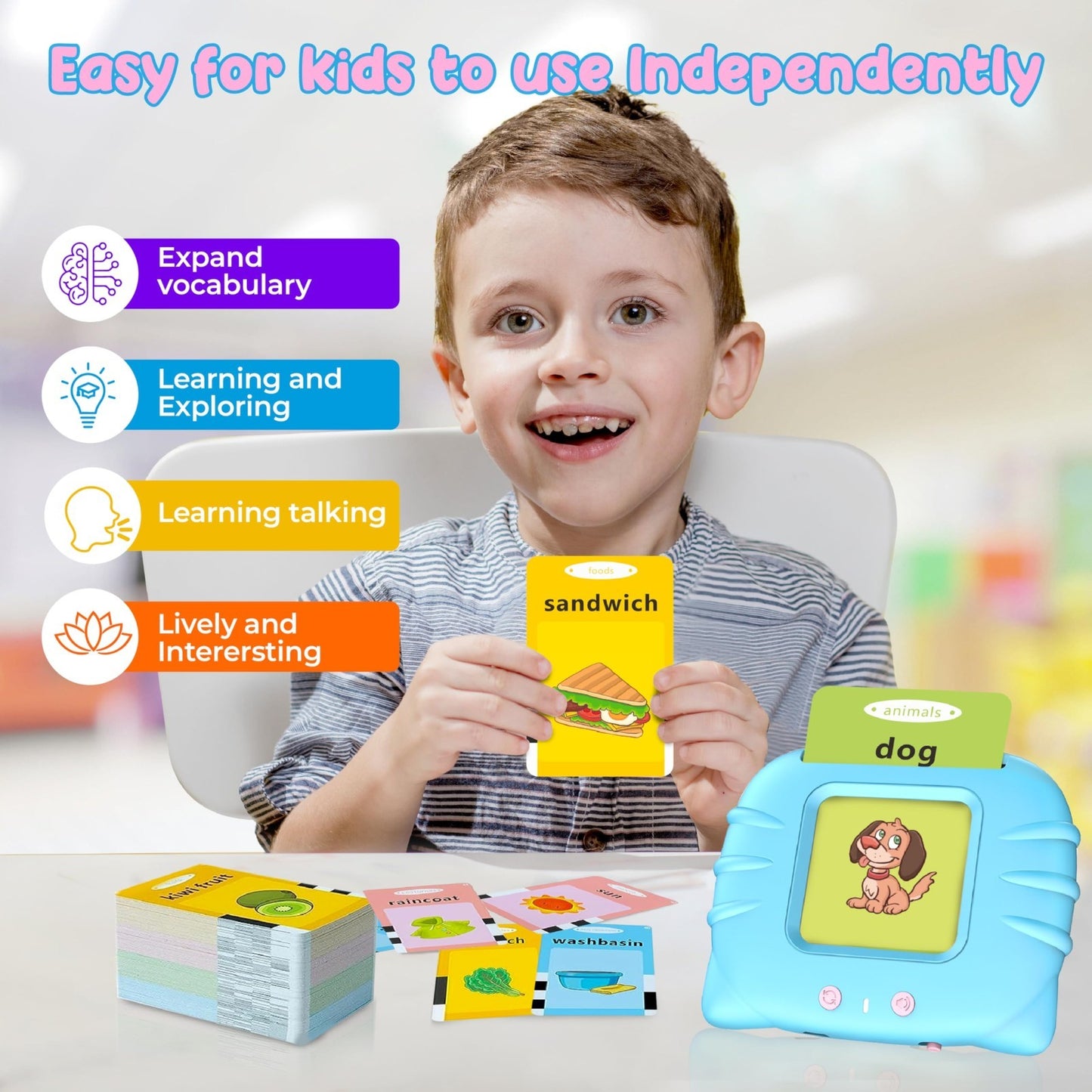 Interactive Talking Flash Cards for Kids 2-4 | 224 Vocabulary Words | Educationa5