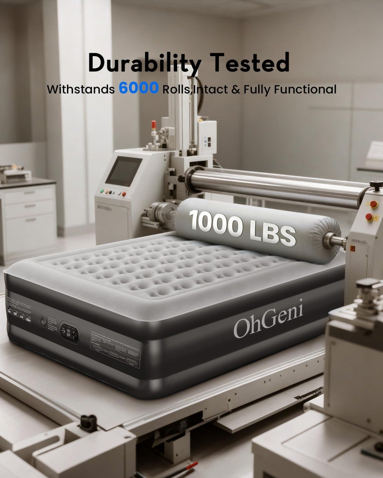 20" Raised King Size Air Mattress with Built in Pump, 1000lb Capacity, Flocked T4