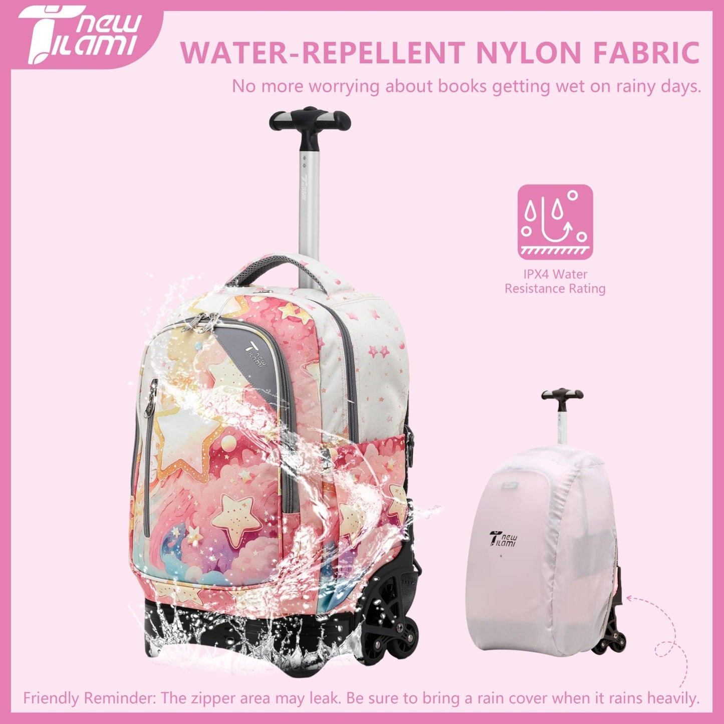 18 Inch Rolling Backpack with Lunch Bag for Kids, School Travel, Durable & Styli8