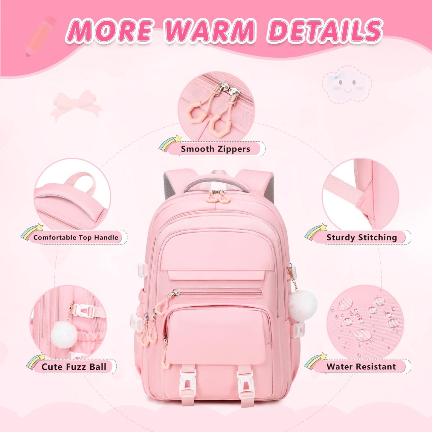 Stylish 17" Girls Backpack Set with Lunch Box & Pencil Case   Perfect for School3