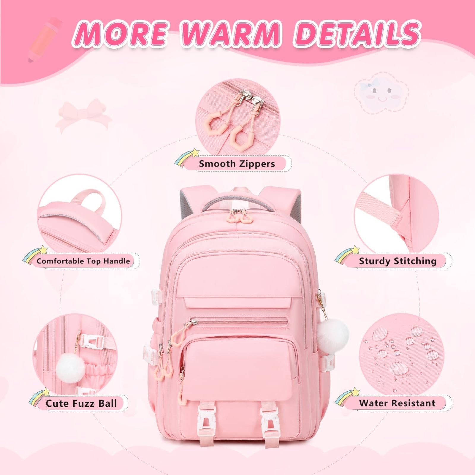 Stylish 17" Girls Backpack Set with Lunch Box & Pencil Case   Perfect for School3