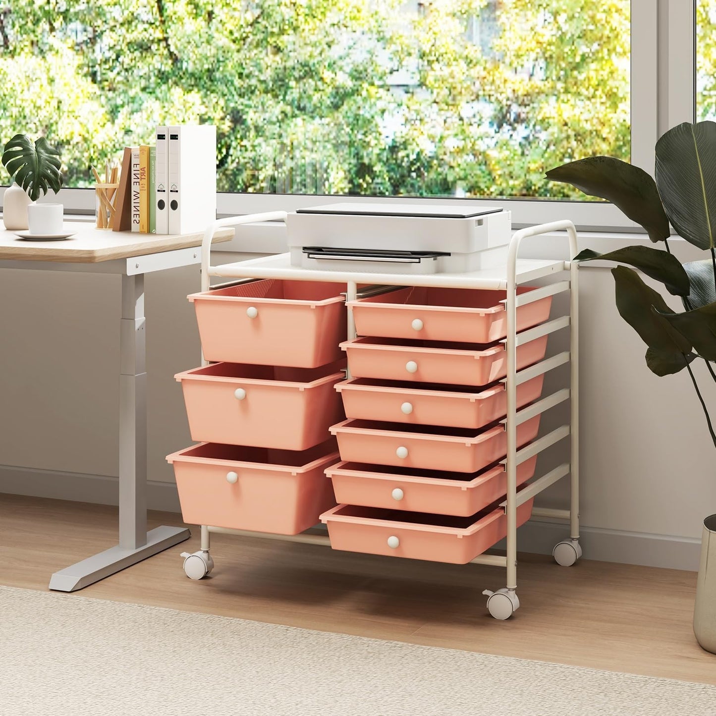 9 Drawer Rolling Storage Cart   Mobile Utility Cart with Wheels for Craft, Art &7