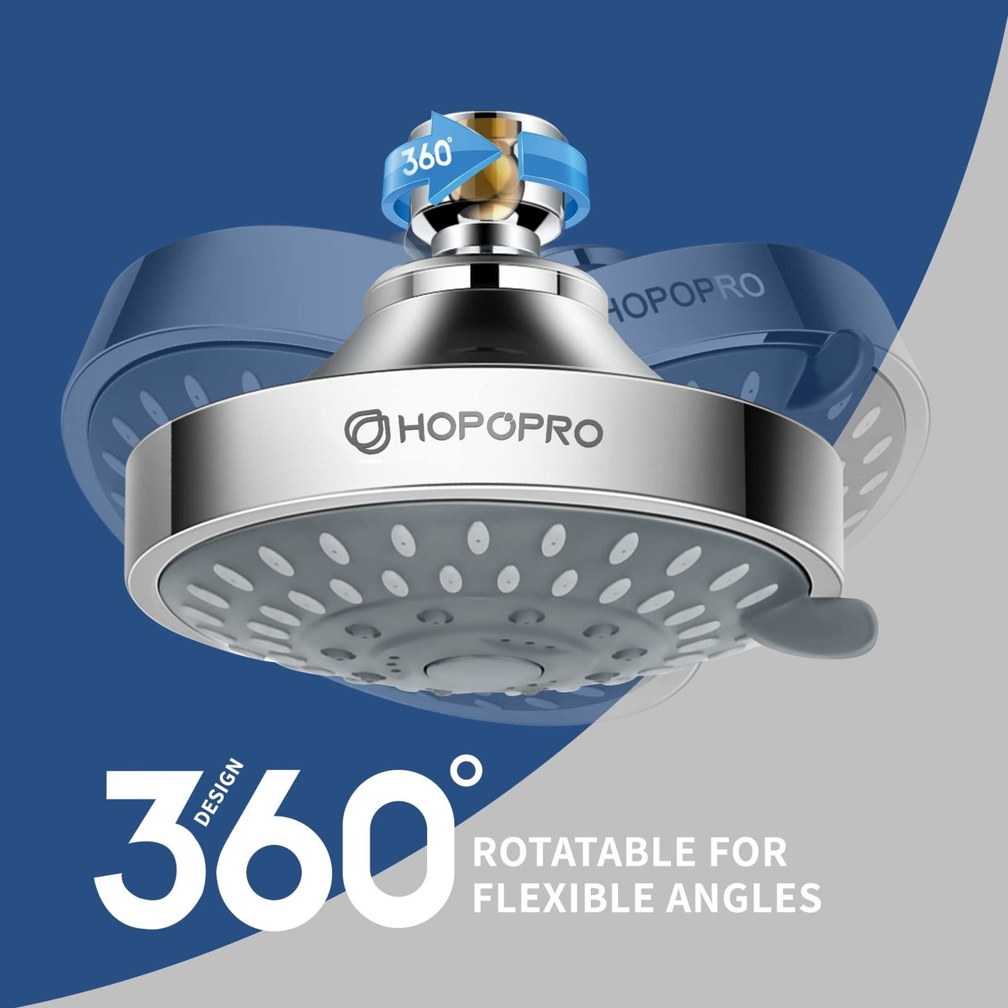 5 Mode High Pressure Shower Head, Fixed Chrome Showerhead, High Flow, Easy Insta3