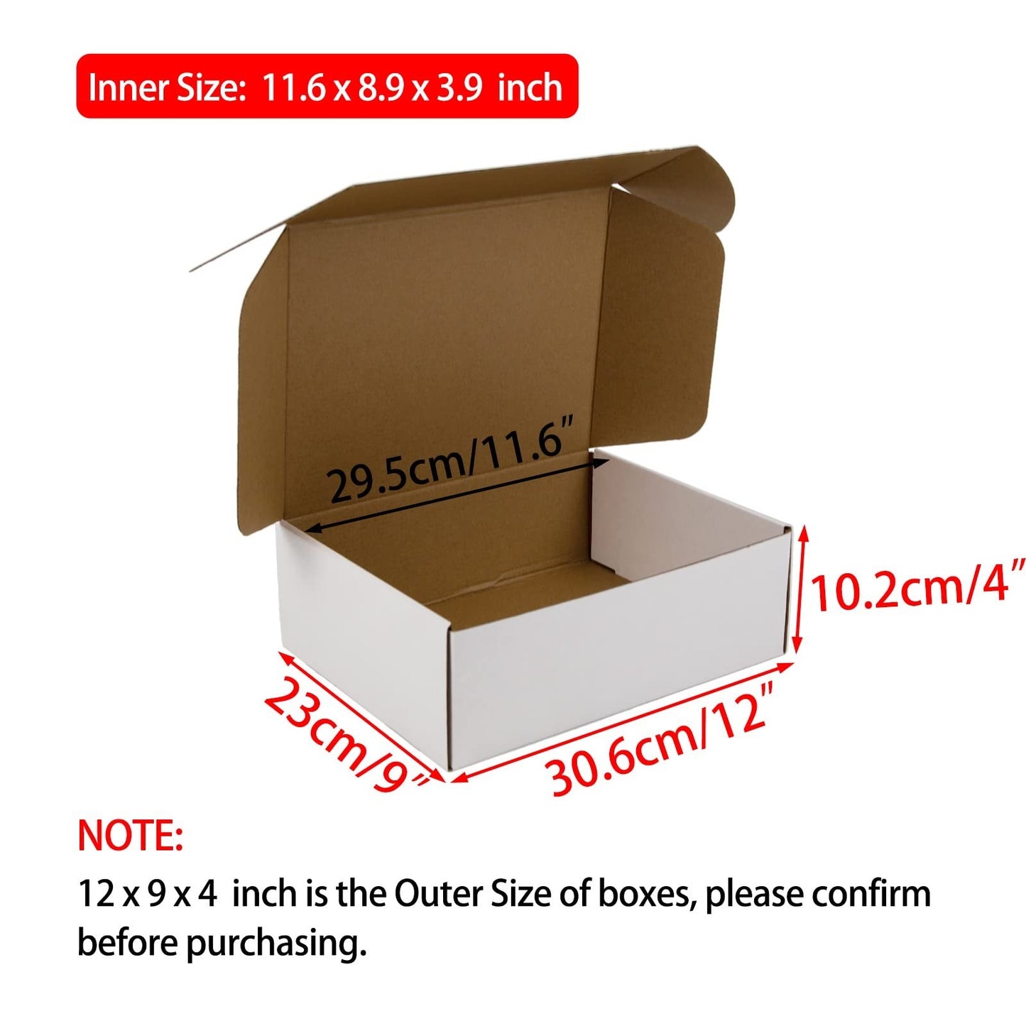 12x9x4 Shipping Boxes - White Corrugated Cardboard for Small Business, 20 Pack2