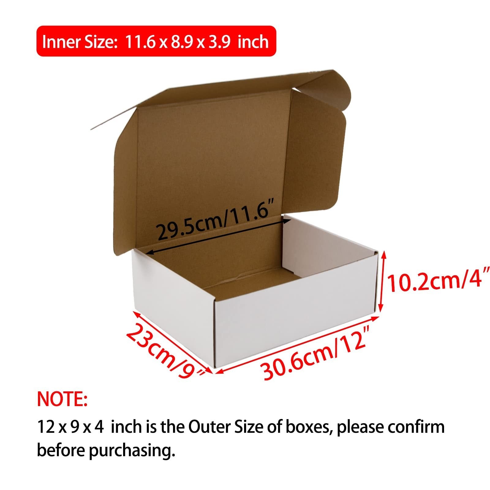 12x9x4 Shipping Boxes - White Corrugated Cardboard for Small Business, 20 Pack2