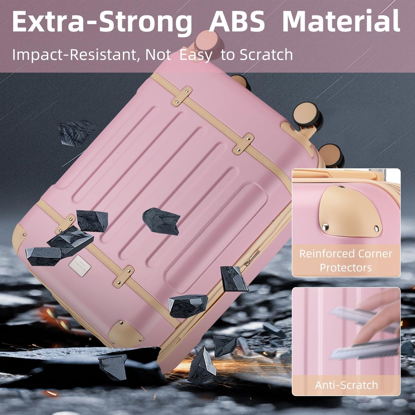 Expandable Carry-On Luggage 22x14x9, Lightweight Hardshell, TSA-Approved, 360° S5
