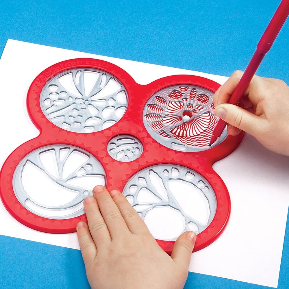 Spirograph Art Kit   Cyclex Set with Rotating Stencil Wheel for Endless Designs,6