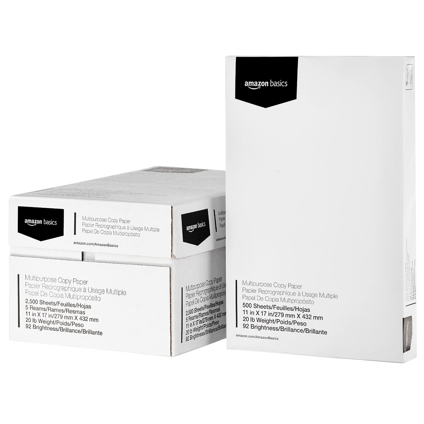 Multipurpose Copy Printer Paper 20 lb, 11x17 Inches, 2500 Sheets, Bright White R1