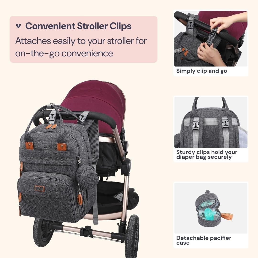 Multi Function Water Resistant Diaper Bag Backpack   Baby Travel Tote, Changing5