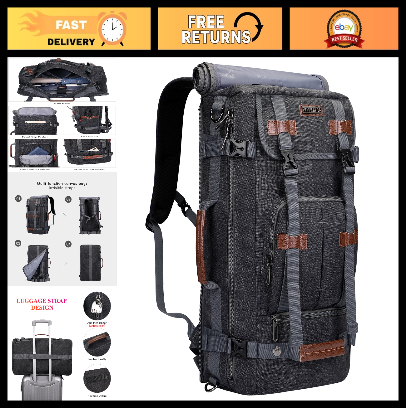Vintage Canvas Travel Backpack for Men, Stylish Laptop Bag, Durable & Spacious0