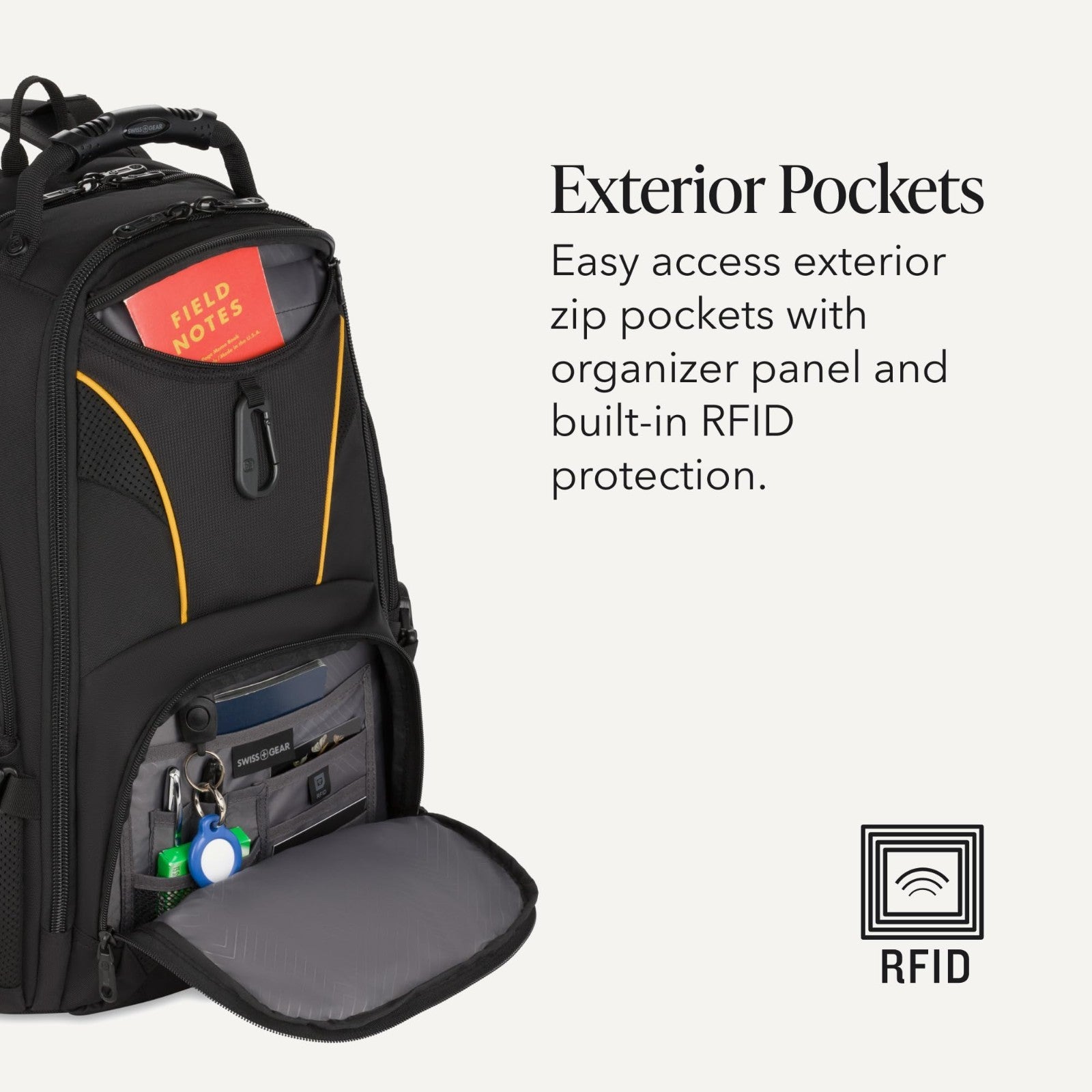 TSA Friendly 17 Inch Laptop Backpack, RFID Protection, Lay Flat Design, Tablet P3