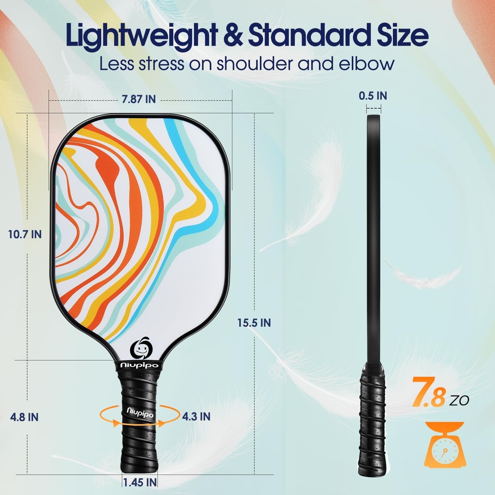 Pickleball Paddle Set of 2 or 4 - USAPA Approved, Fiberglass, Lightweight, with3