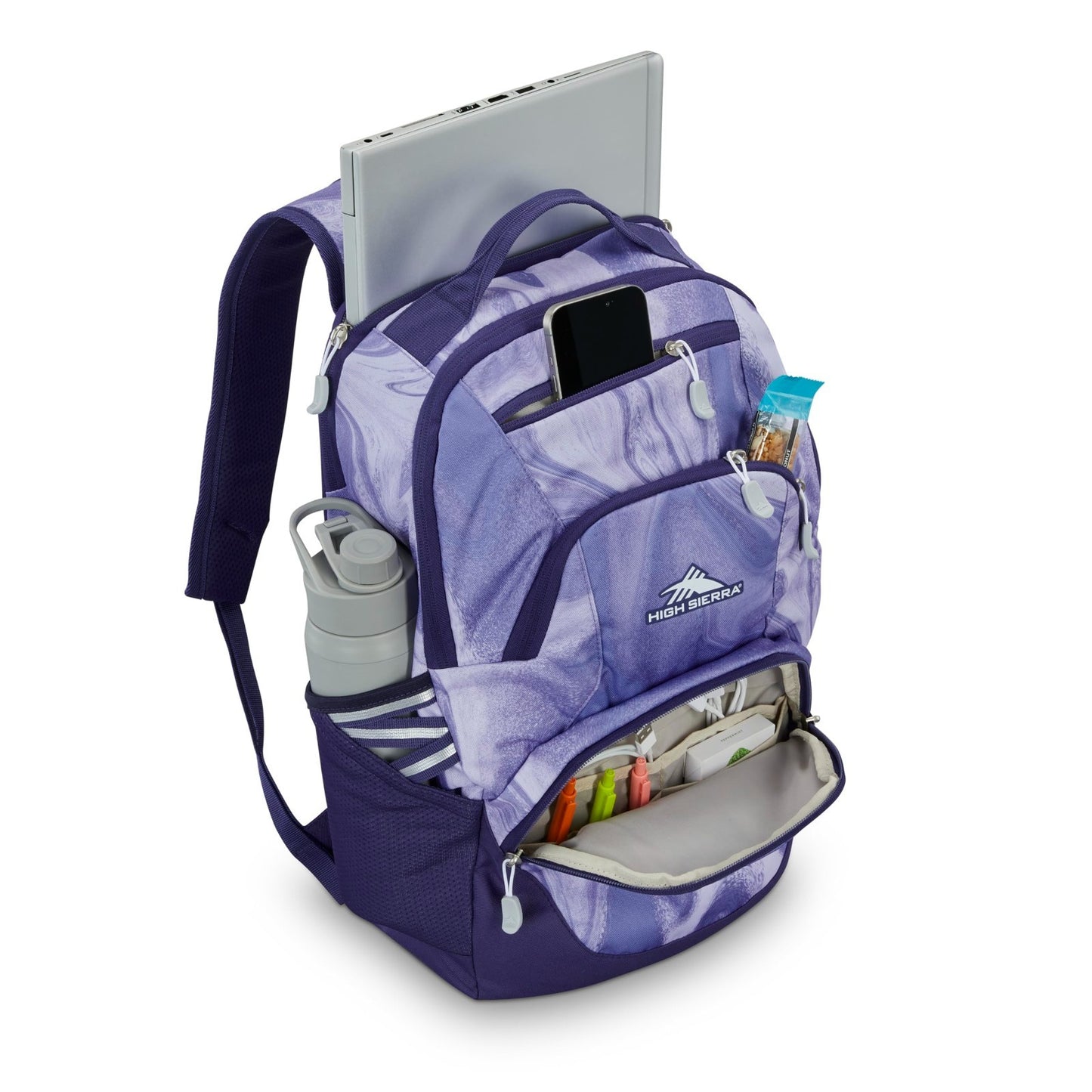 Travel Laptop Backpack with Drop Protection Pocket, Tablet Sleeve, Purple Marble3