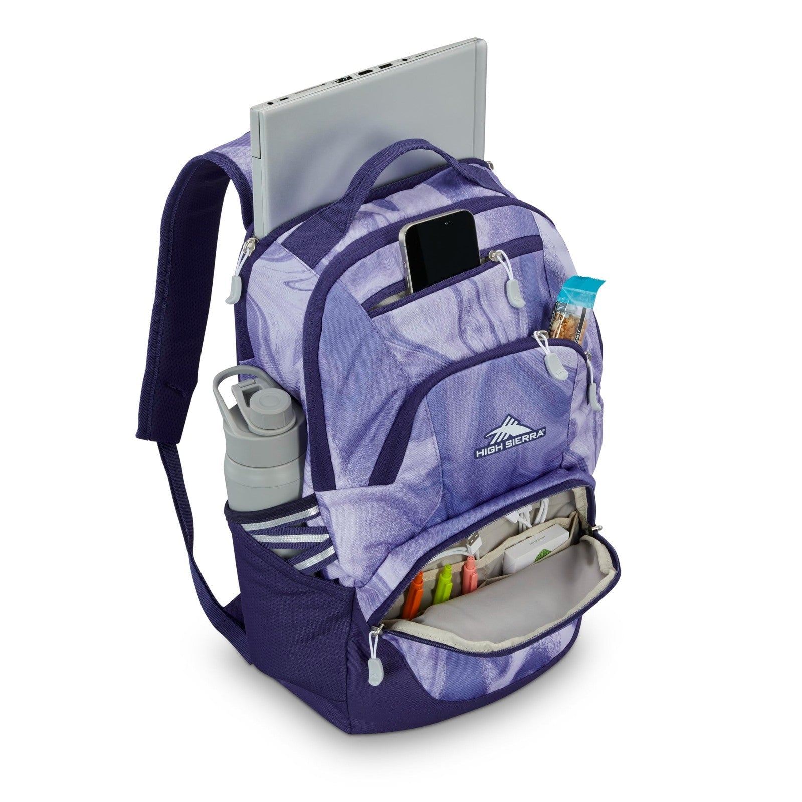 Travel Laptop Backpack with Drop Protection Pocket, Tablet Sleeve, Purple Marble3