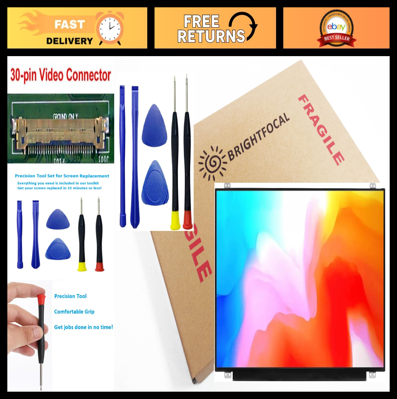 HD 1366x768 Slim Matte LCD Screen Replacement for Probook 650 G2 + Tool0
