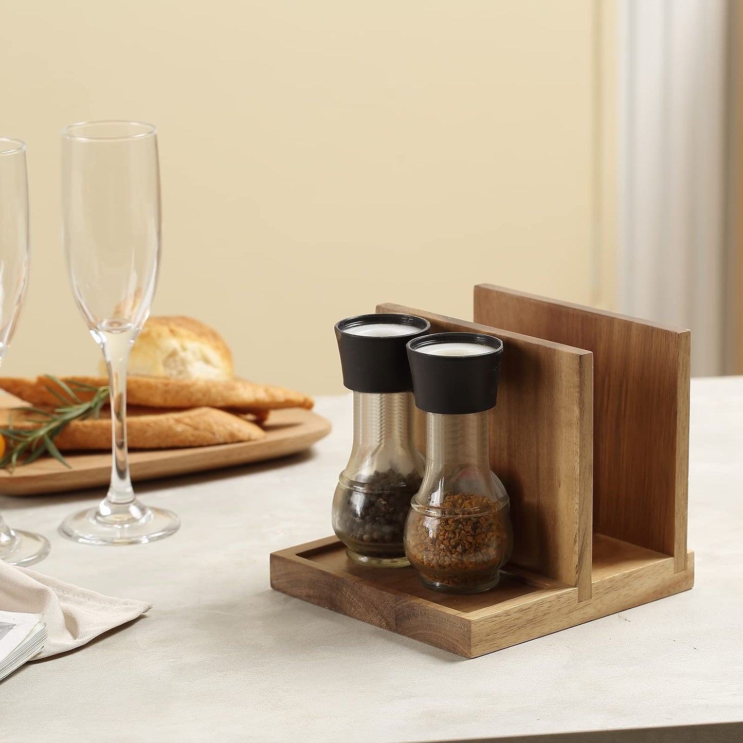 Wooden Napkin Holder Caddy for Salt & Pepper Shakers - Kitchen, Bar, Home Décor4