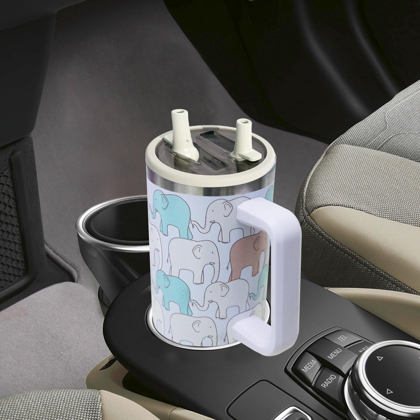 40 oz Insulated Tumbler with Handle & Straw   Leak Proof Travel Mug, Dishwasher2
