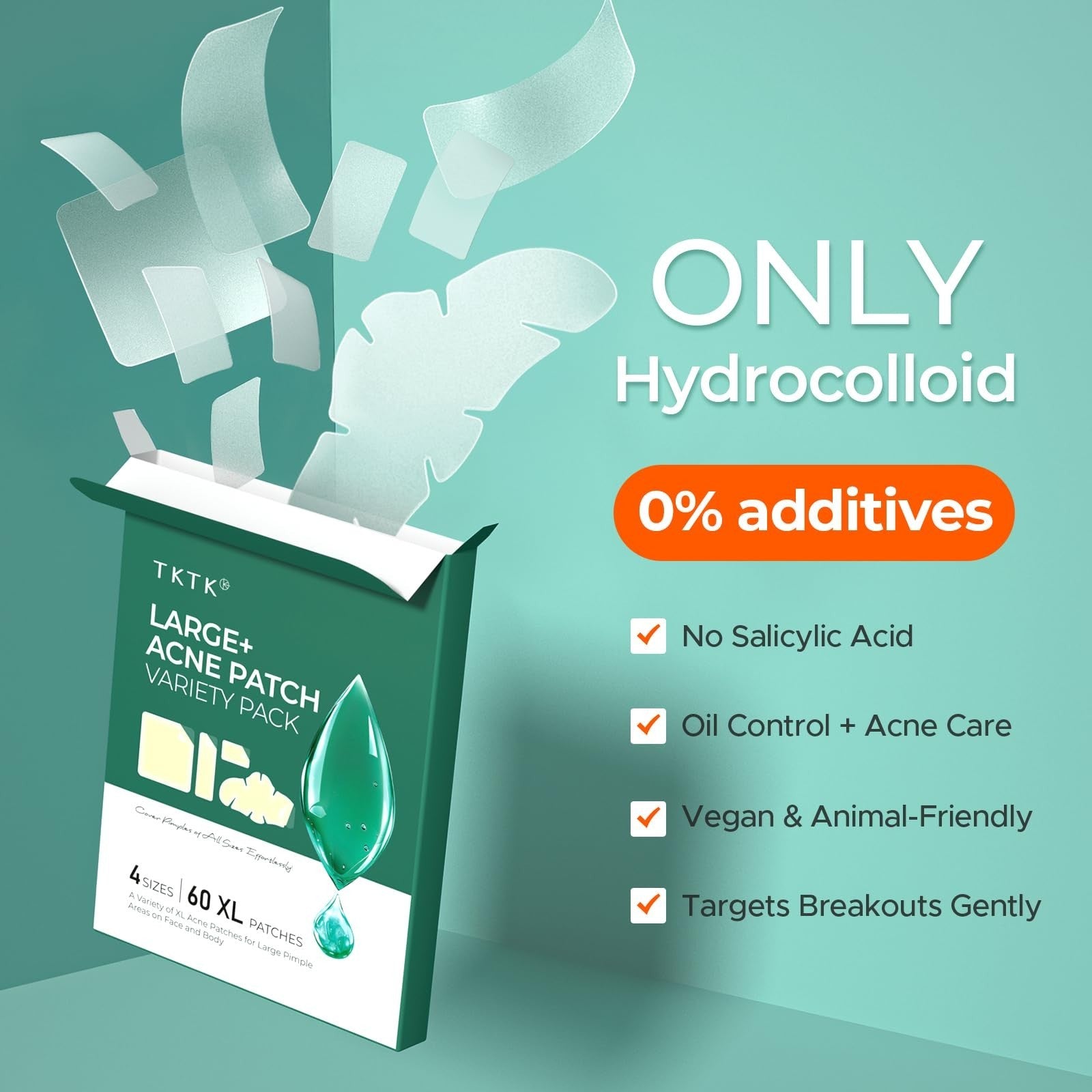 Large Hydrocolloid Pimple Patches for Acne Breakouts   4 Sizes, Fast Healing6