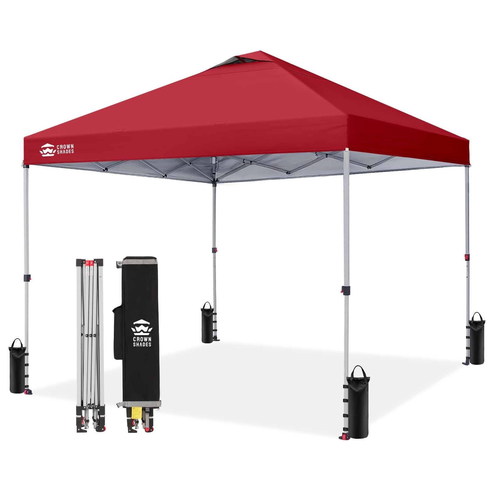 12x12 Pop Up Canopy Tent   Easy Setup, Red Outdoor Sun Shade for Events, Camping0