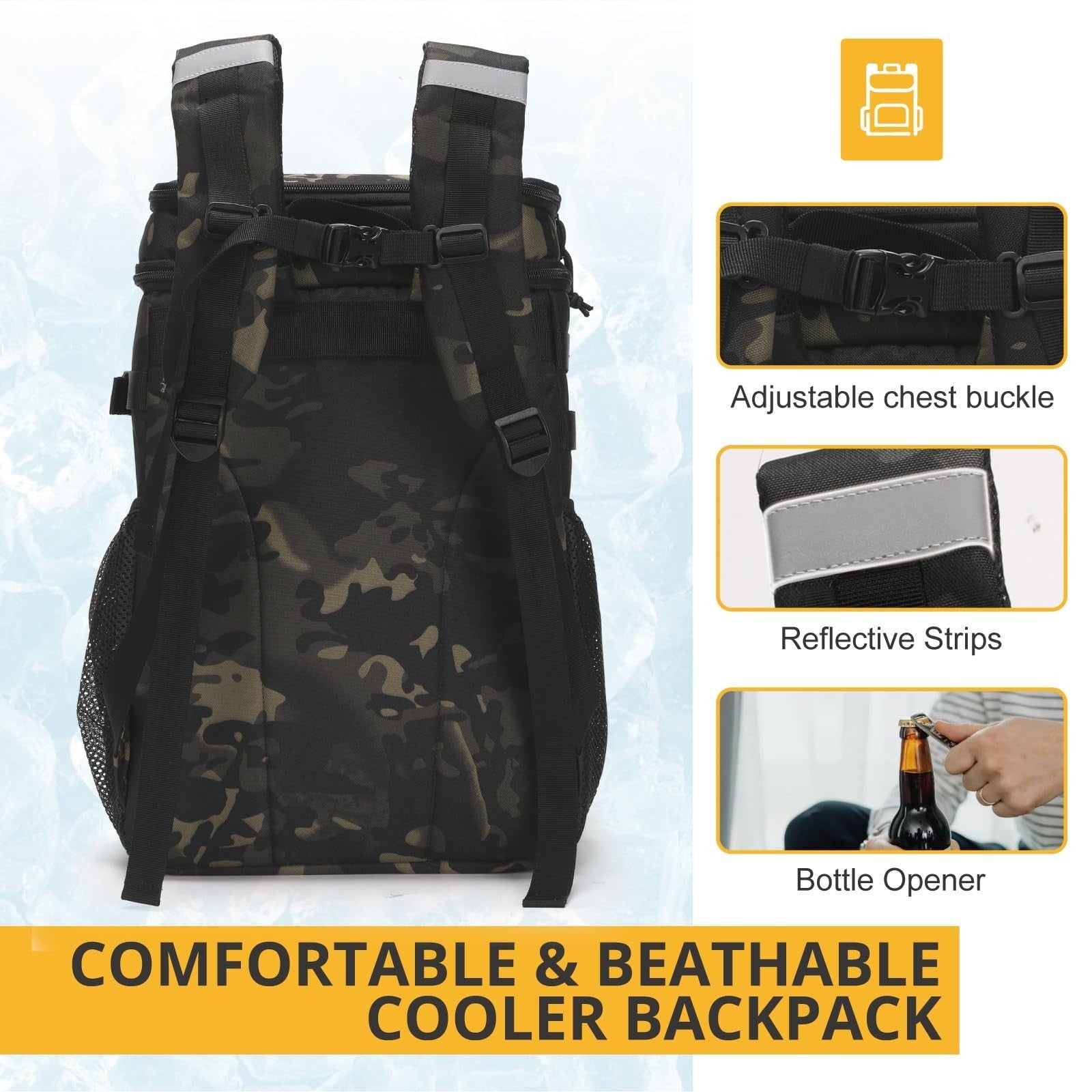 Tactical Insulated Cooler Backpack - Lightweight, Leakproof, Waterproof for Camp5