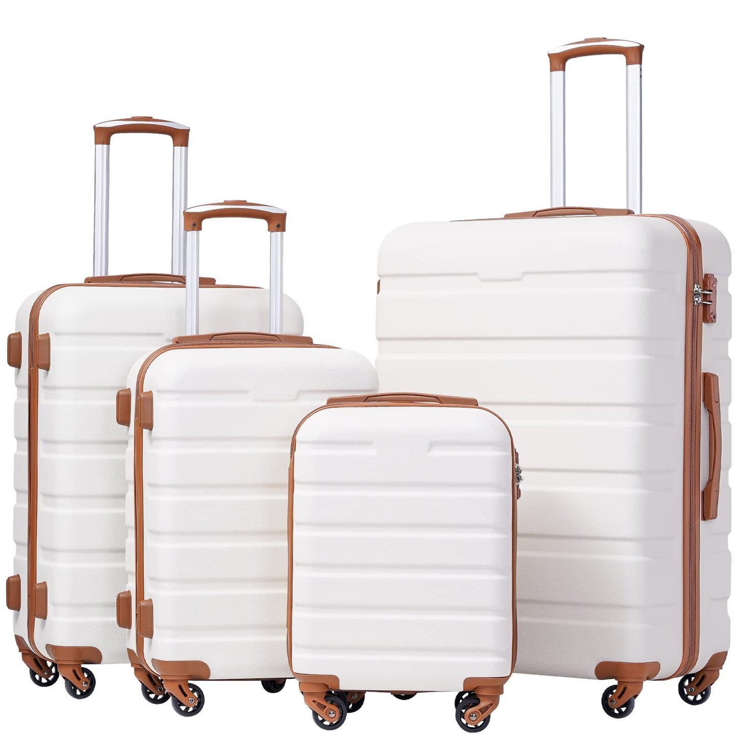 Lightweight 4-Piece Hardshell Luggage Set, 360° Spinner Wheels, TSA Lock, Family1