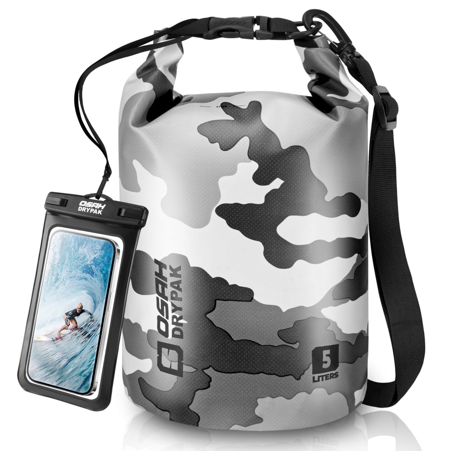 Waterproof Dry Bag - 5L/10L/20L/30L/40L Roll Top Backpack with Phone Case for Tr1