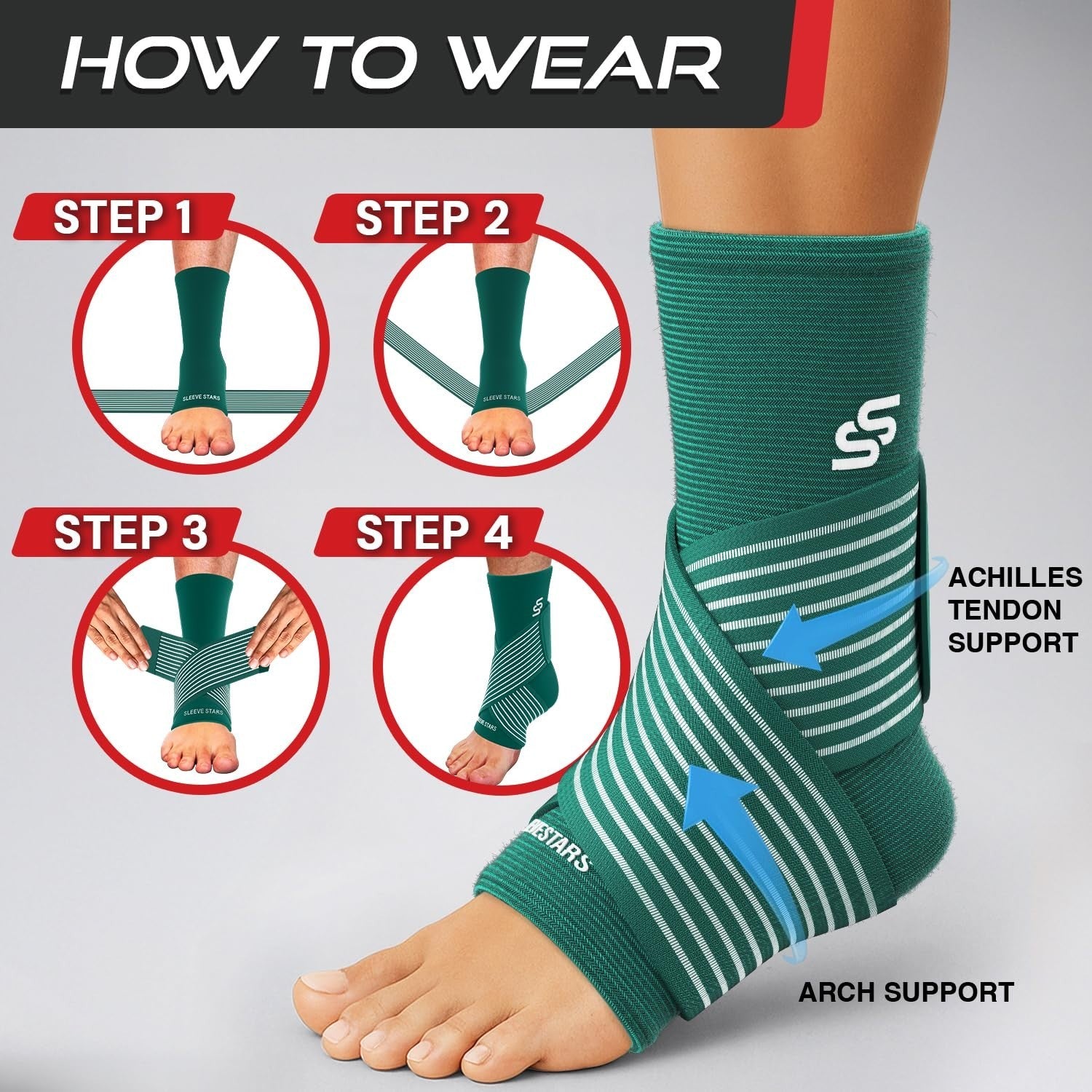 Ankle Brace Compression Sleeve for Sprains & Plantar Fasciitis Relief   Adjustab6