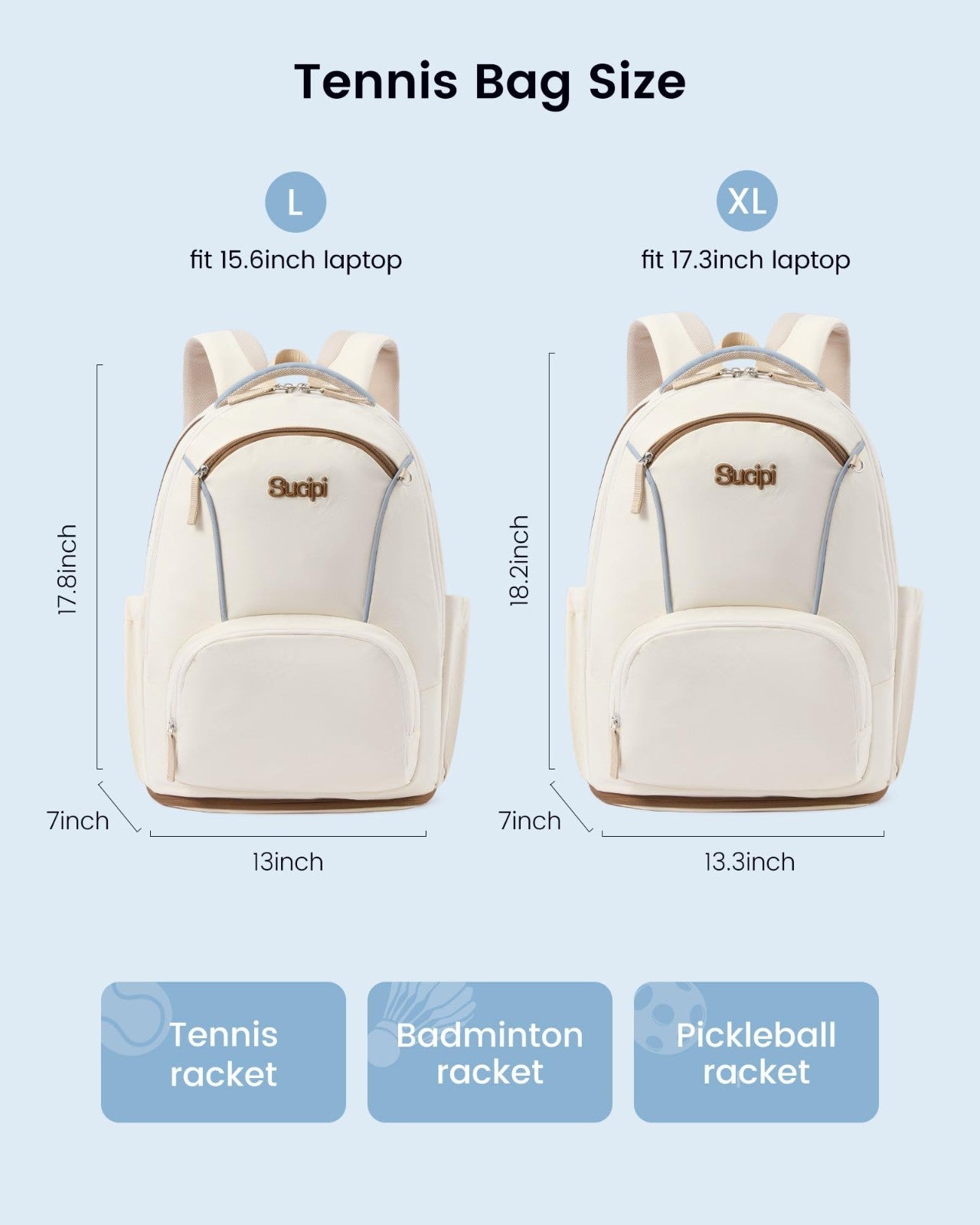 Tennis Backpack for Women - Holds 2 Rackets, Ventilated Shoe Compartment, Cup Ho6