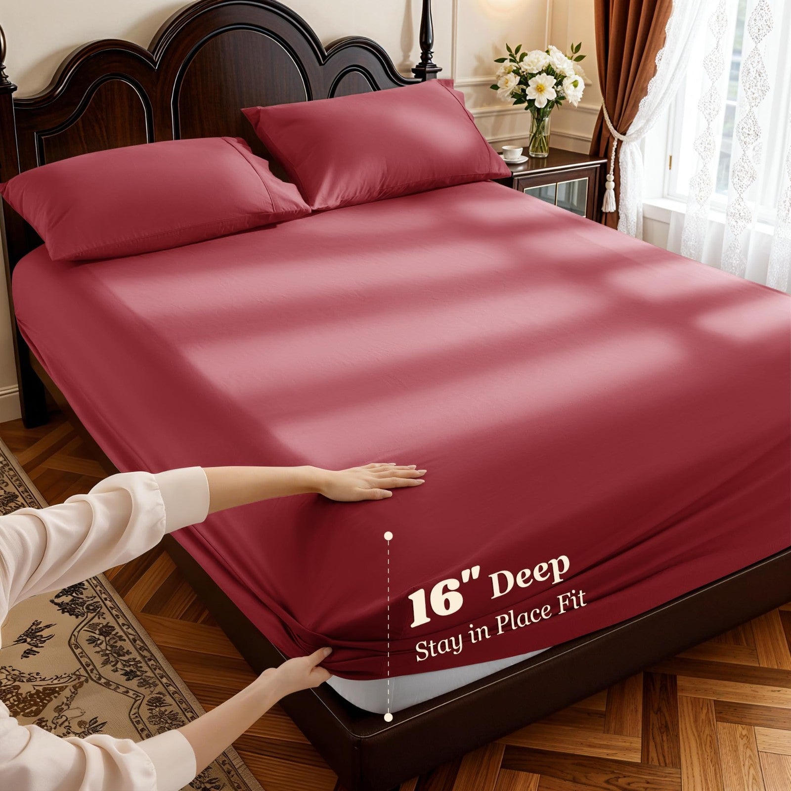 1000 Thread Count Egyptian Cotton King Size Sheet Set, 4 Piece, Deep Pocket, Sof3