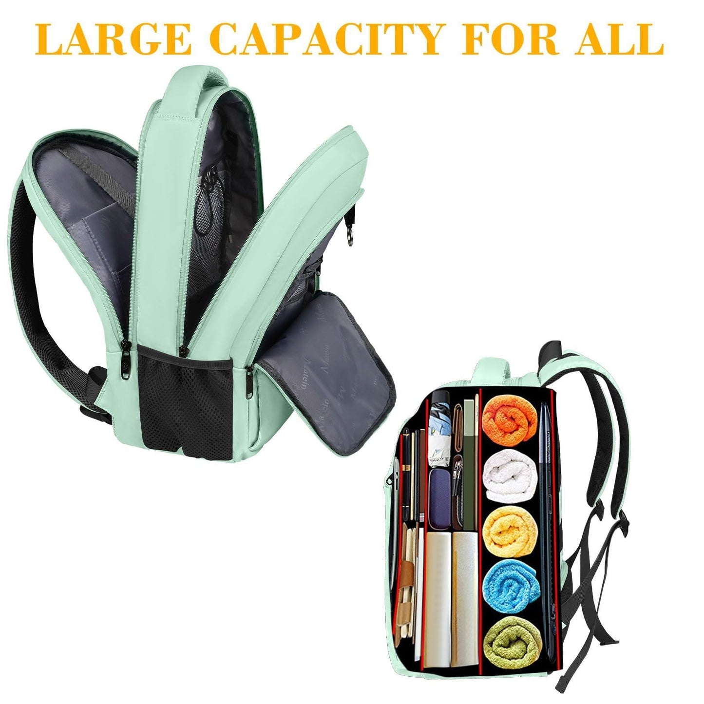 Mint Green Travel Laptop Backpack, 15.6" Computer Bag for Women, Stylish & Durab3