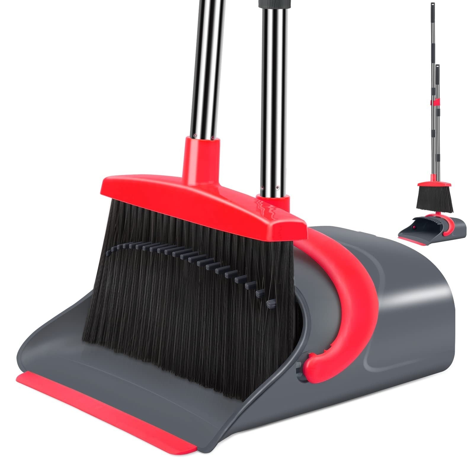Broom and Dustpan Set with Long Handle, Combo for Home, Kitchen, Office, Lobby -1