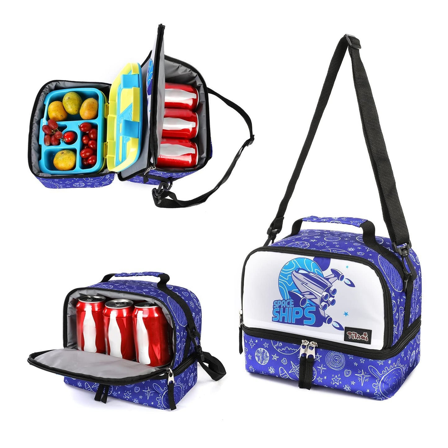 Wheeled Kids Backpack 18" with Lunch Bag, Double Handle, Spaceship Design5