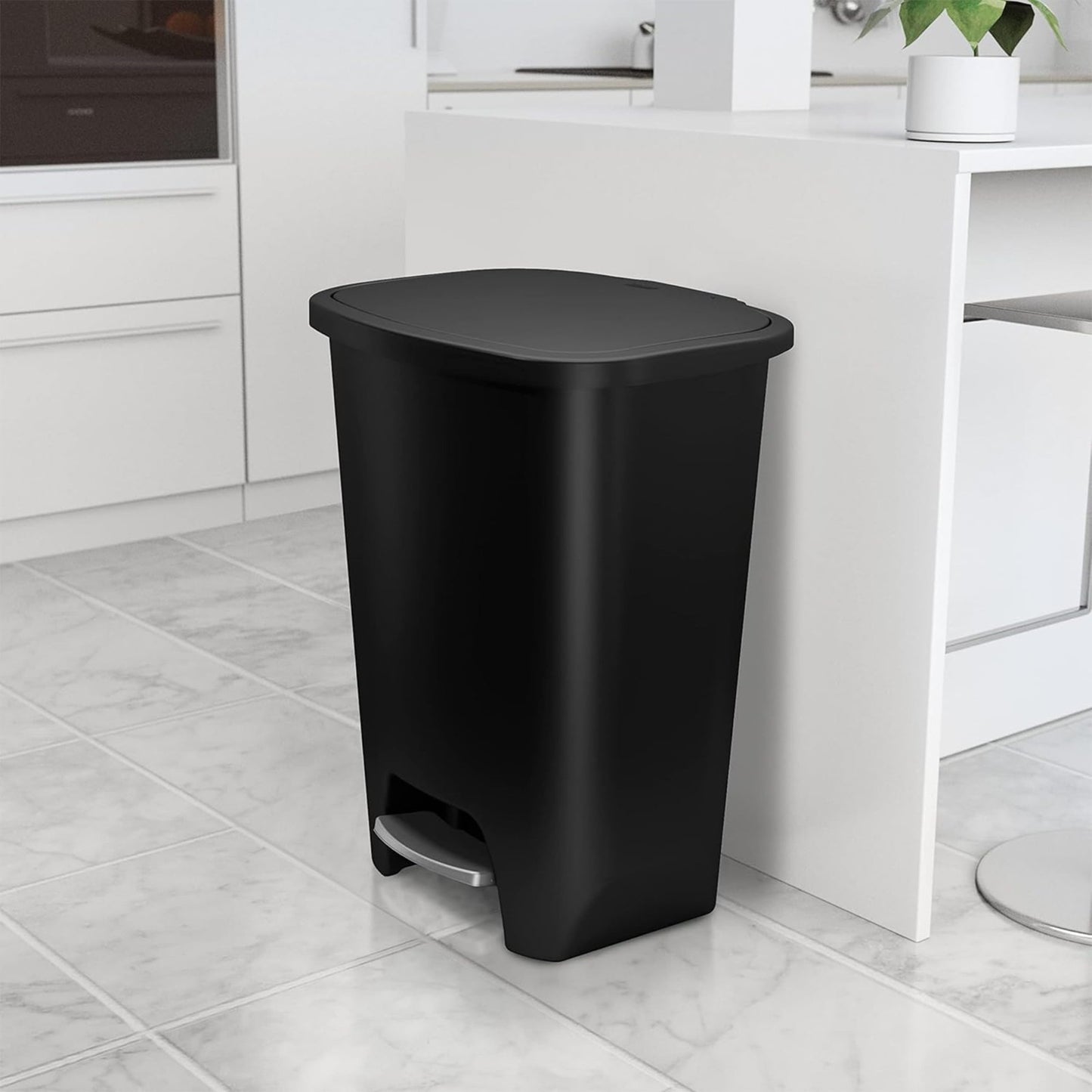 20 Gal Kitchen Trash Can with Clorox Odor Control | Hands-Free Step-On Bin, Blac6