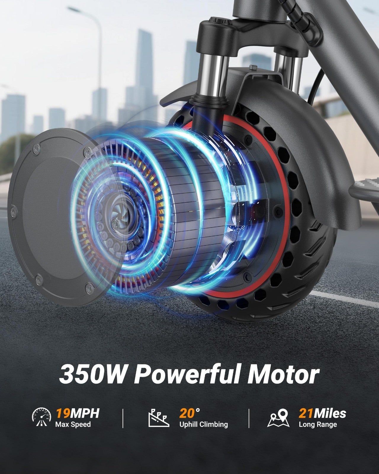 Powerful Electric Scooter 350W-500W, 9-22 MPH, 10-41 Mile Range, Dual Suspension3