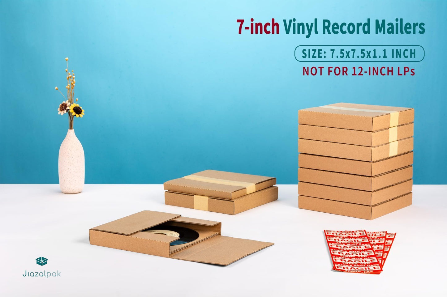 50 Pack 7-Inch Vinyl Record Mailers | Corrugated Shipping Boxes for EP Singles3