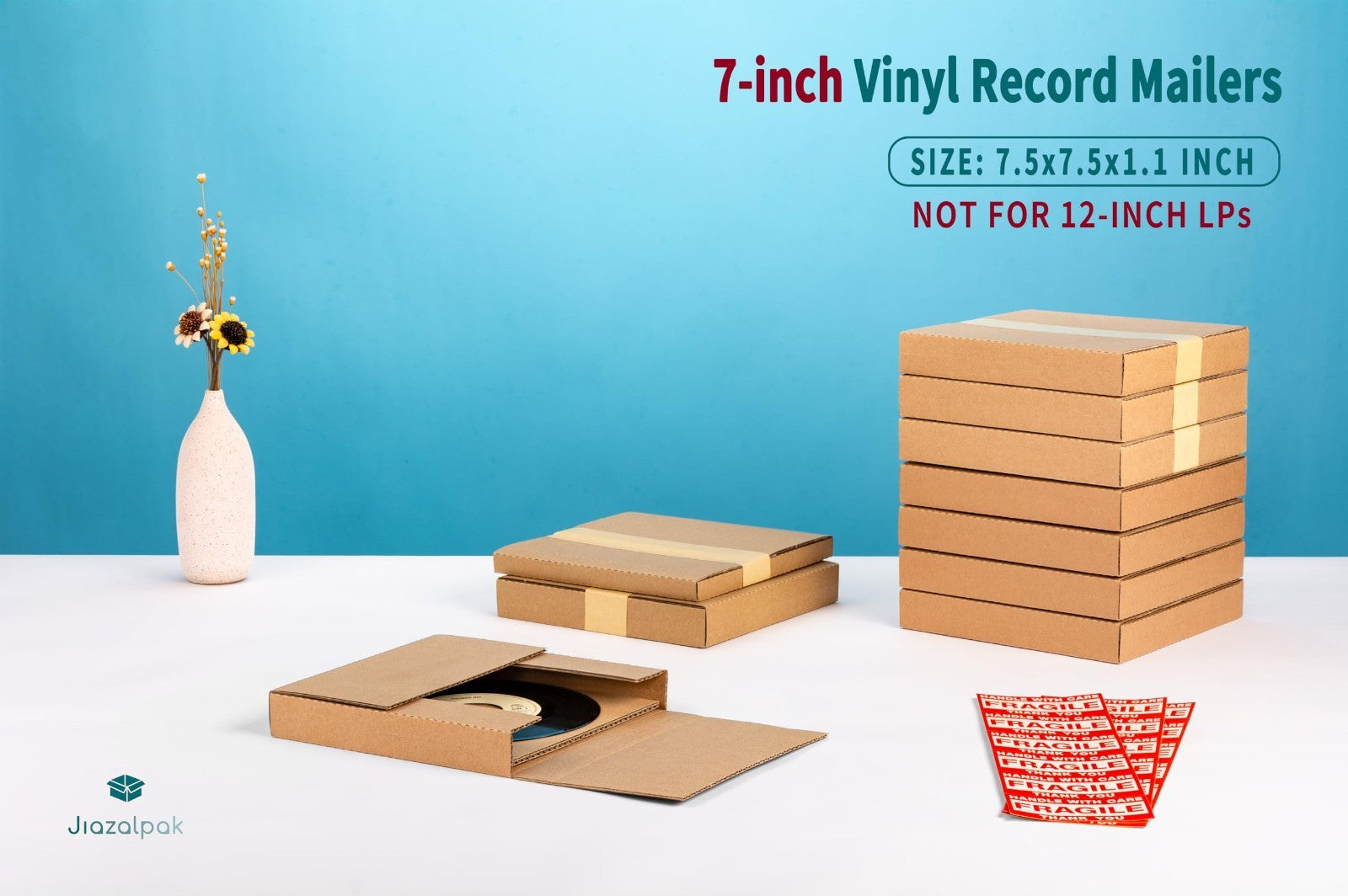 50 Pack 7-Inch Vinyl Record Mailers | Corrugated Shipping Boxes for EP Singles3