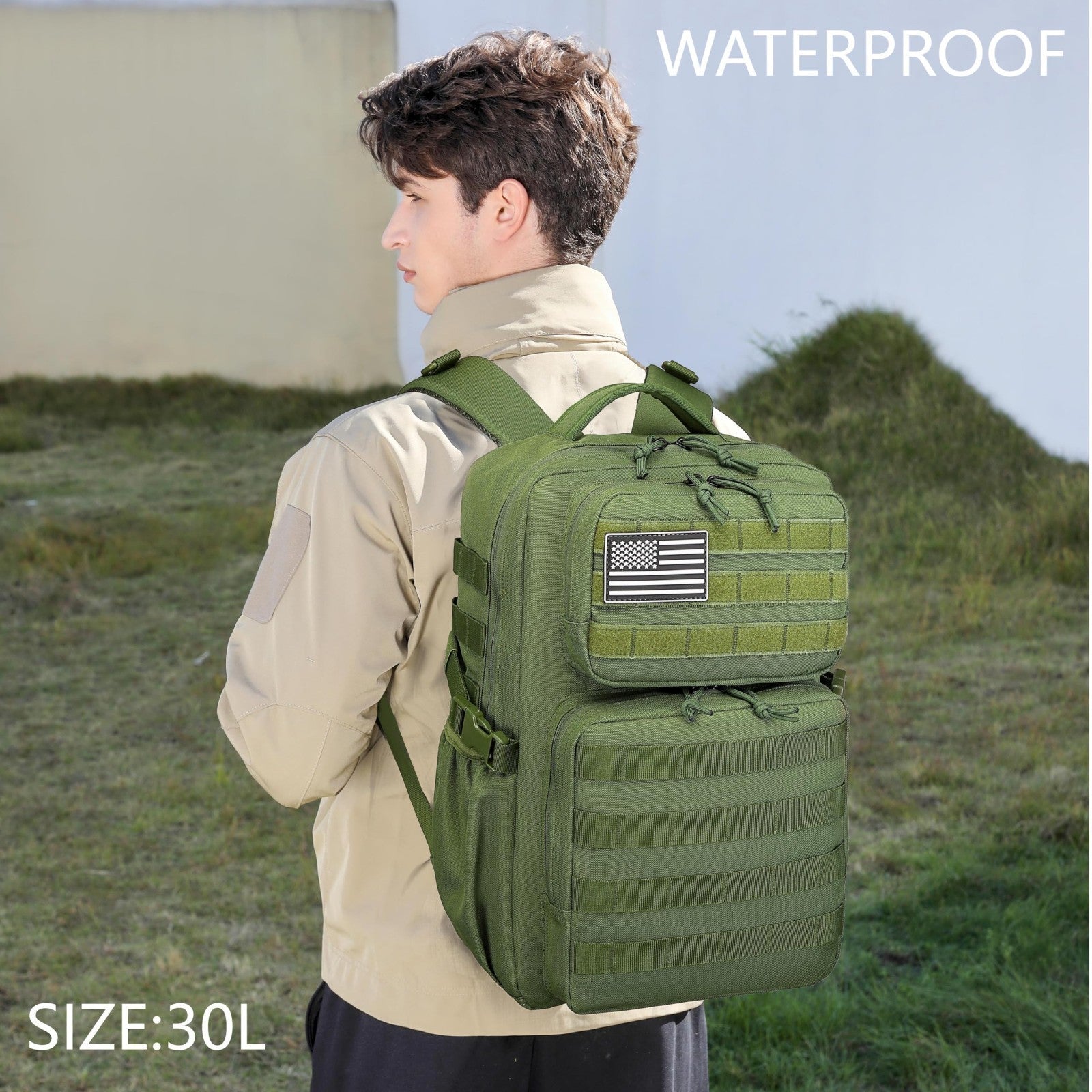 Waterproof Military Tactical Backpack   3 Day Assault Pack, Molle Daypack with W3