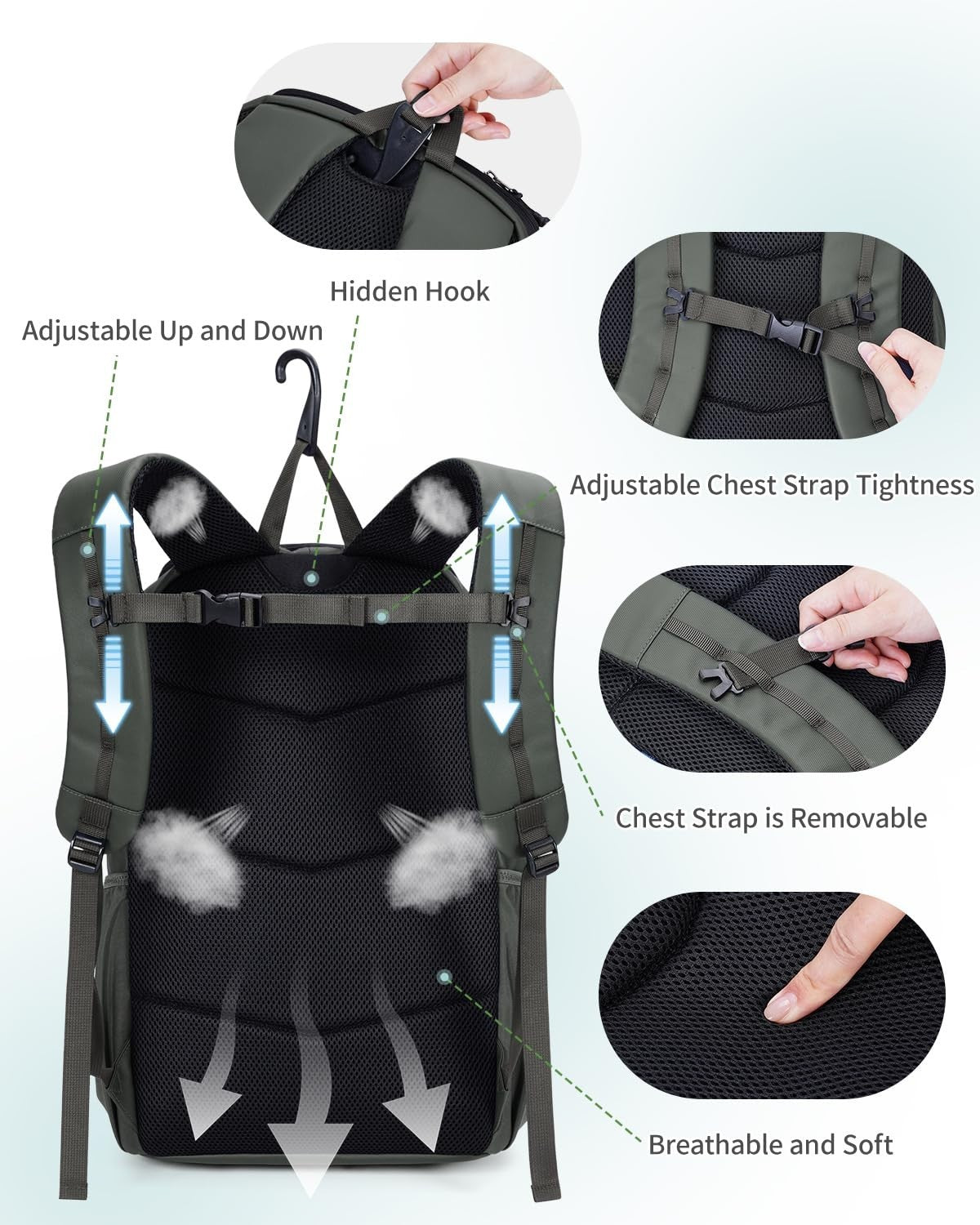 Waterproof Pickleball Bag with Shoe Compartment & Fence Hook | 30L, 2 Pockets, A7