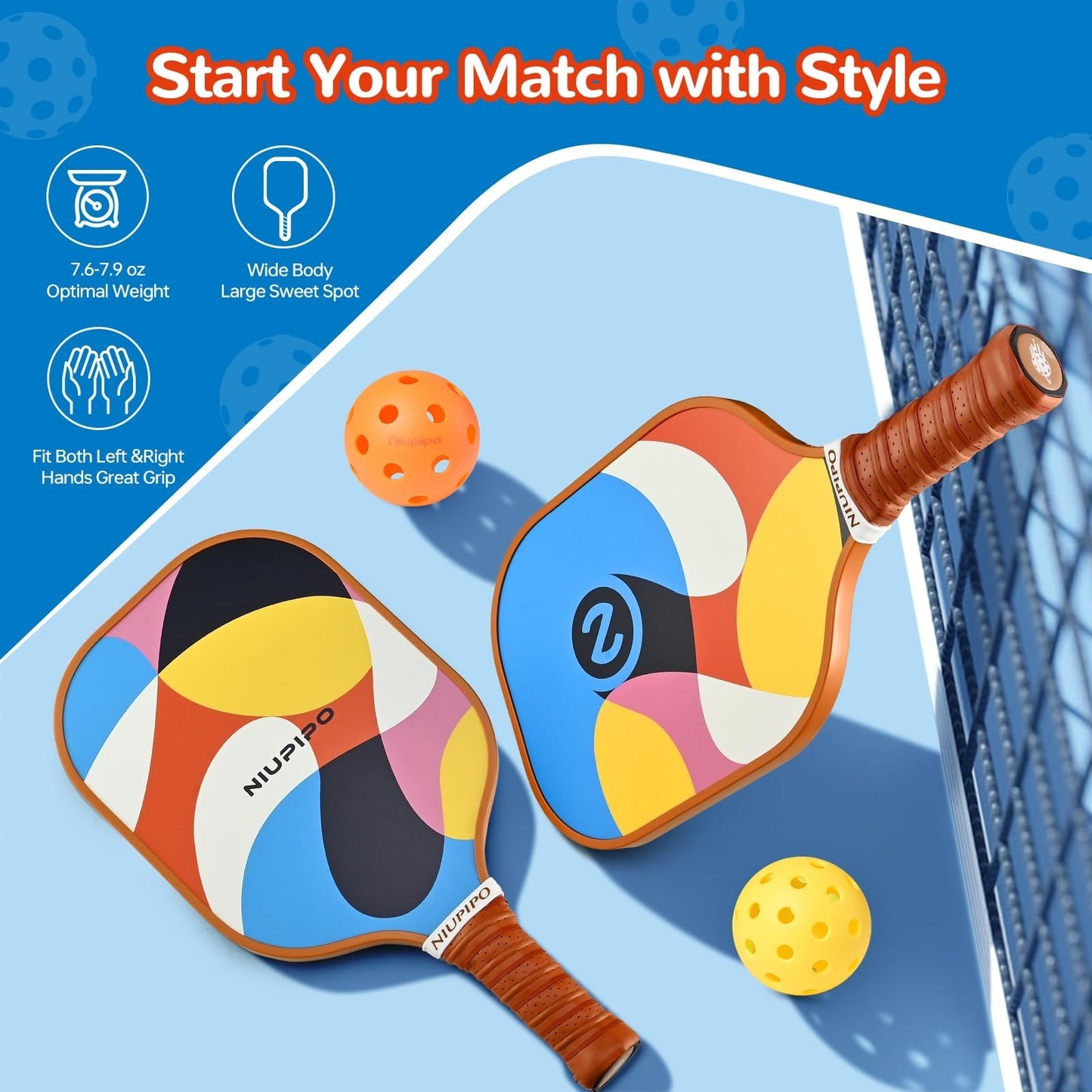Pickleball Paddle Set of 2 or 4, USAPA Approved, Fiberglass, Lightweight, Honeyc2