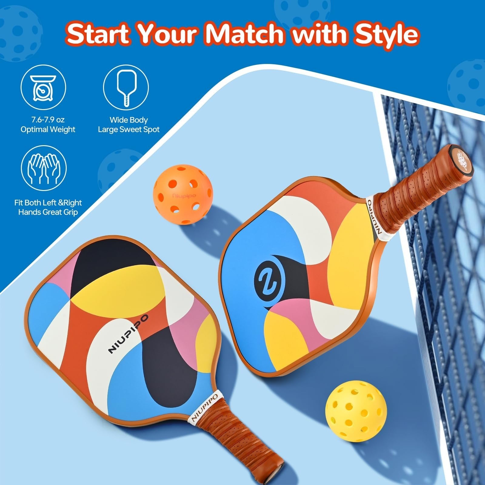 Pickleball Paddle Set of 2 or 4, USAPA Approved, Fiberglass, Lightweight, Honeyc2