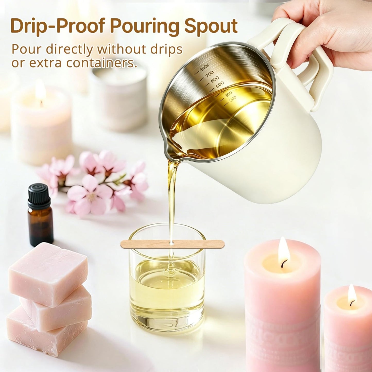 Candle Making Supplies Kit - Electric Wax Melting Pot, 27 OZ, Thermometer & Spou5