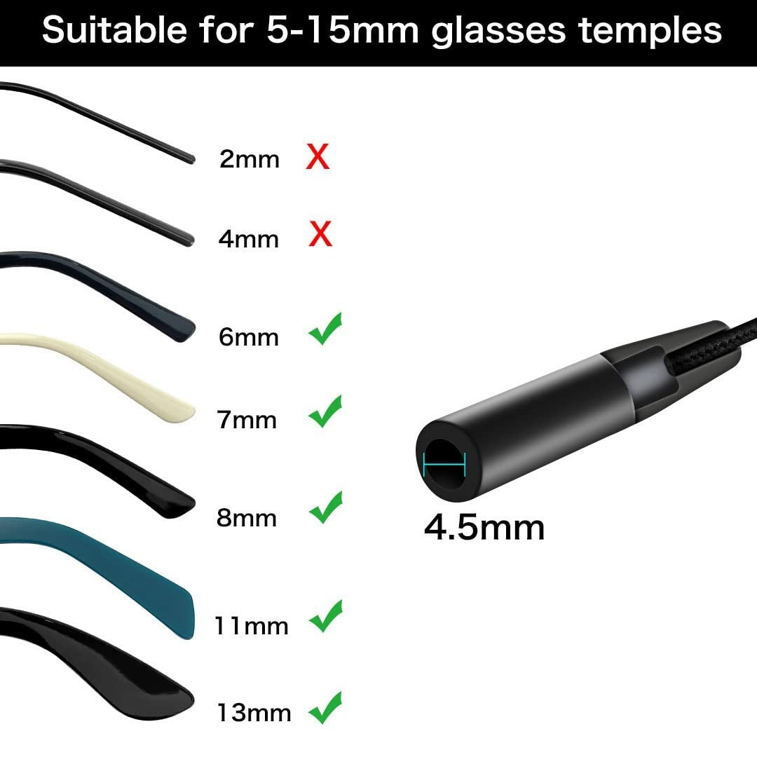 Adjustable Non-Slip Glasses Strap Lanyard - 3 Pack for Kids & Adults, Black2