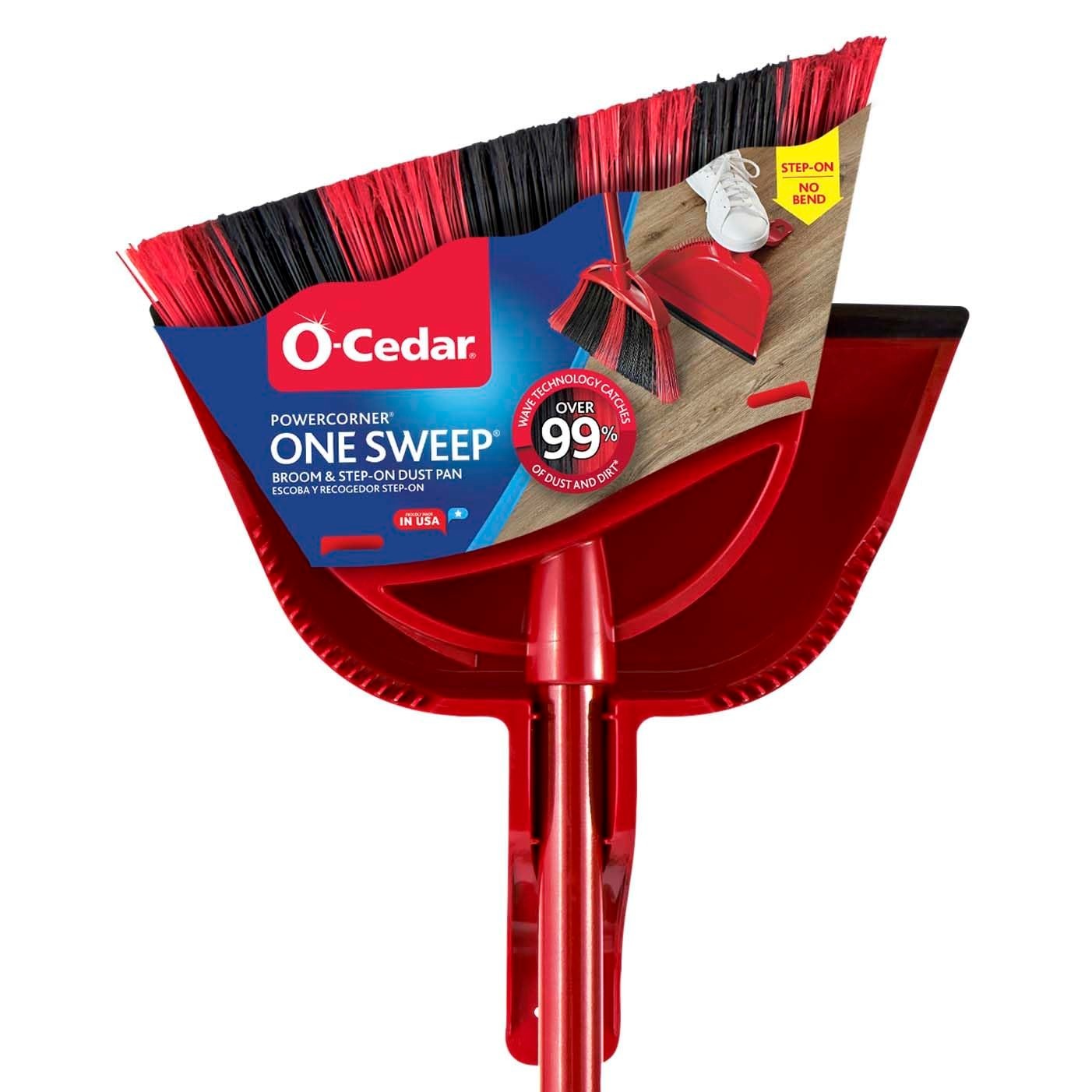 Sweep Broom & Step-On Dustpan Set | Wave Bristles for 99% Dirt Removal | Lightwe1