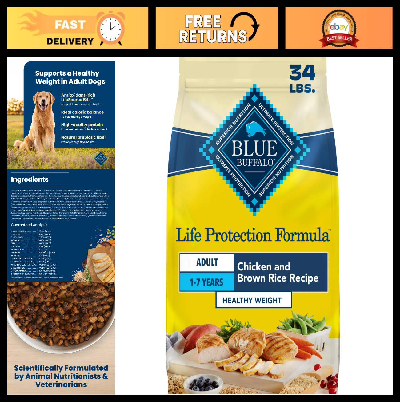 Healthy Weight Chicken Dog Food, 34 lb   Blue Buffalo Life Protection Formula0