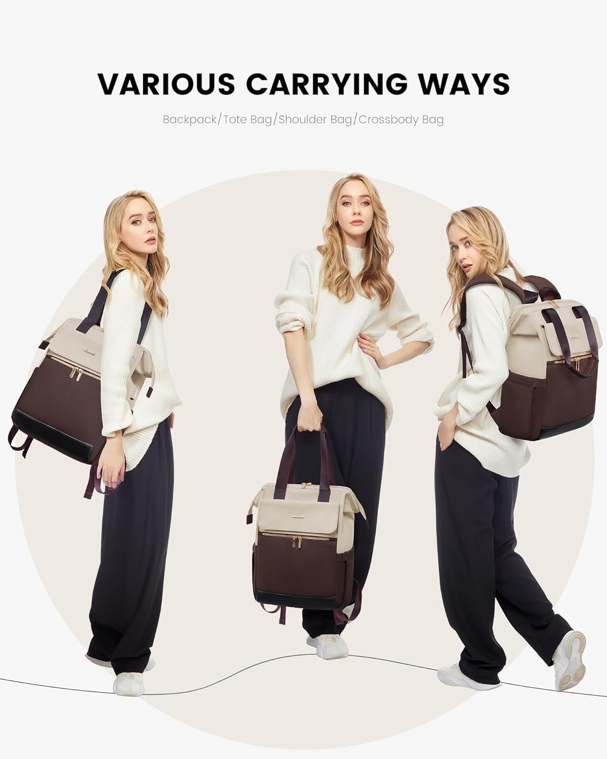 Stylish Women's Laptop Backpack with USB Port & Tumbler Holder, 15.6" Waterproof6