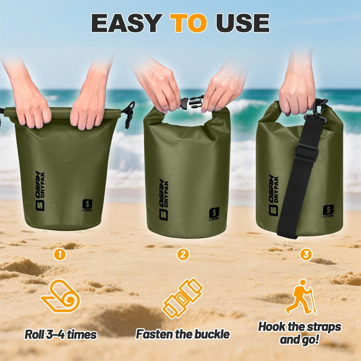 Waterproof Dry Bag 5L/10L/20L/30L/40L - Lightweight Roll Top Backpack for Travel5