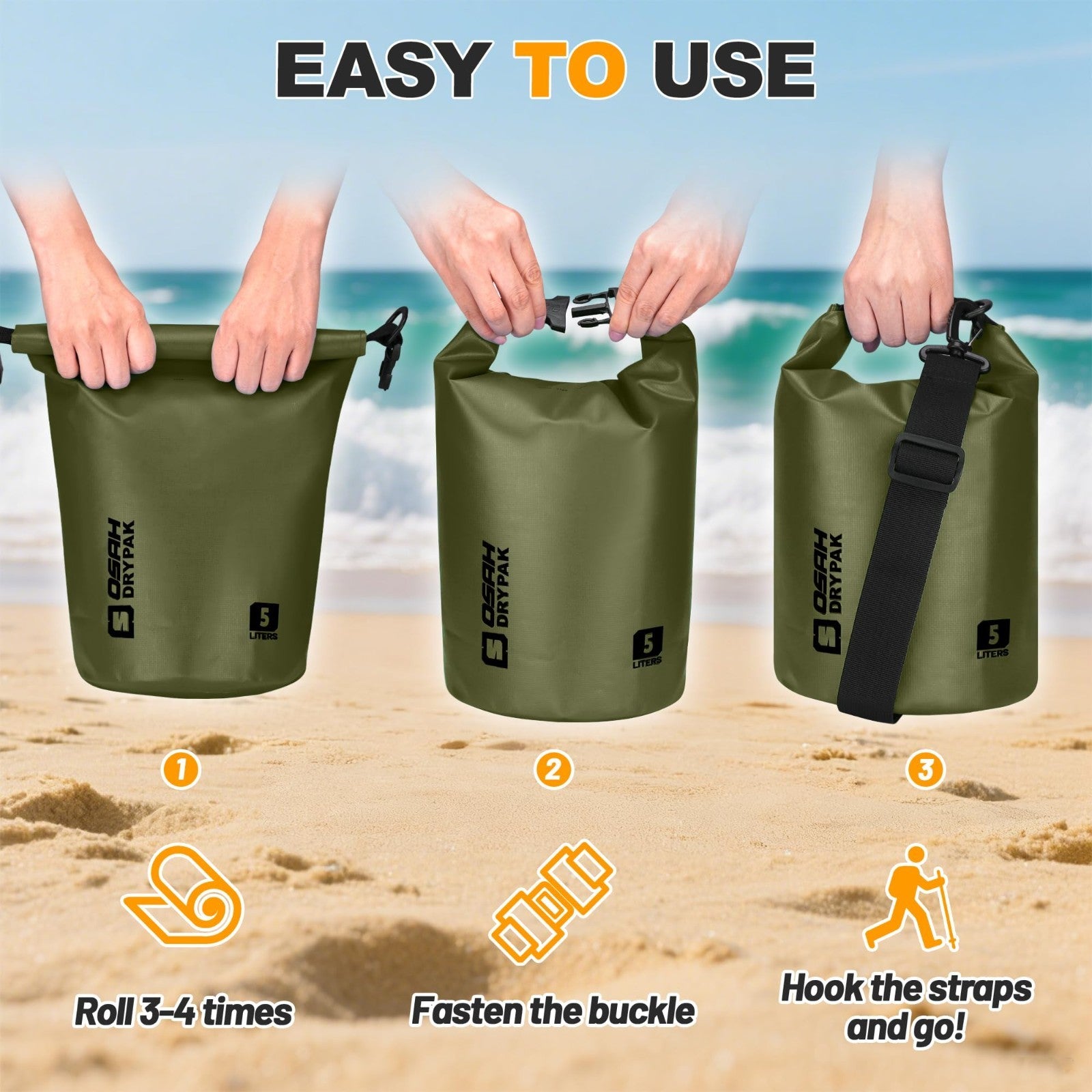 Waterproof Dry Bag 5L/10L/20L/30L/40L - Lightweight Roll Top Backpack for Travel5