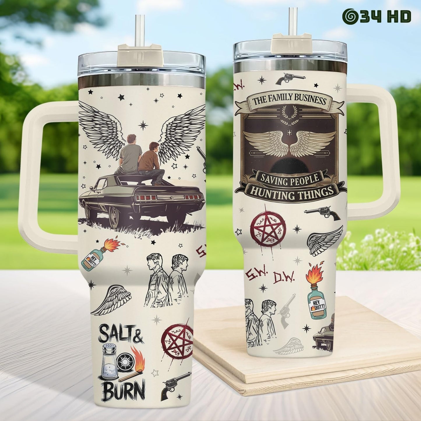 40oz Stainless Steel Tumbler with Handle   Vacuum Insulated Travel Mug   Unique6