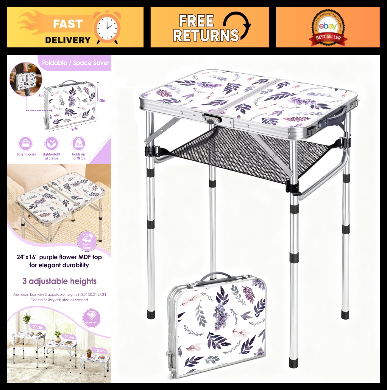 Here’s an optimized eBay title for the product:"Adjustable Folding TV Tray Tab0