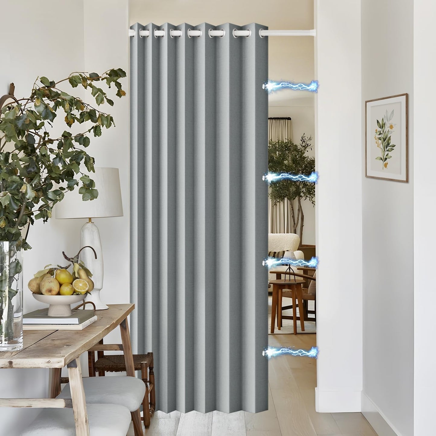 96" Grey Faux Linen Blackout Curtains, Pinch Pleated Drapes for Bedroom/Living R1